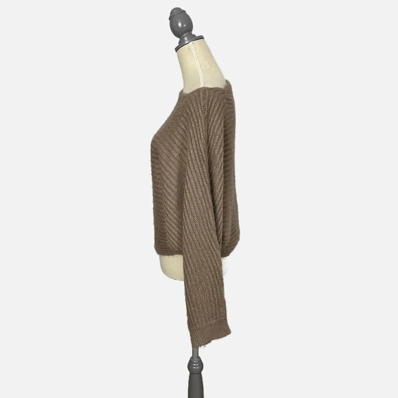 Aryn K. Women’s Sweater Asymmetrical One Shoulder Batwing Taupe Metallic Medium - Picture 5 of 10